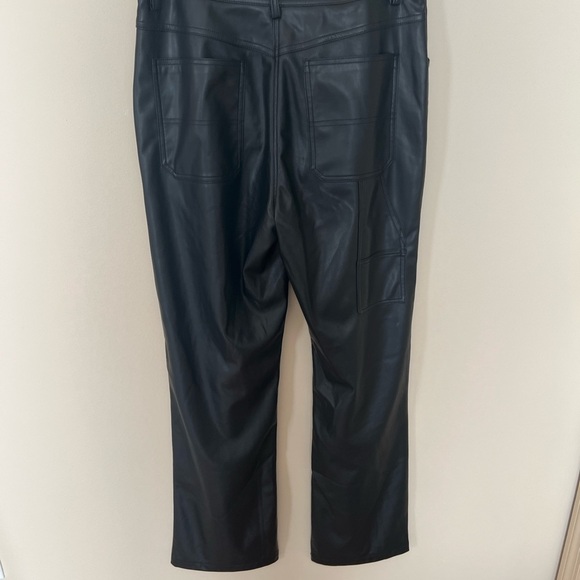 Topshop Faux Leather Straight Leg Pant Black Size 8 - Picture 6 of 14